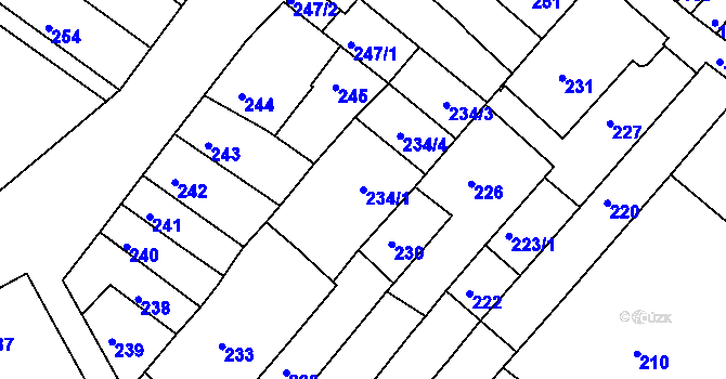 Parcela st. 234/1 v KÚ Bosonohy, Katastrální mapa
