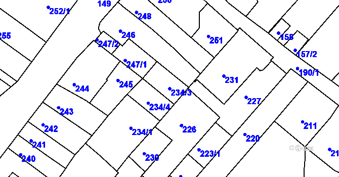 Parcela st. 234/3 v KÚ Bosonohy, Katastrální mapa