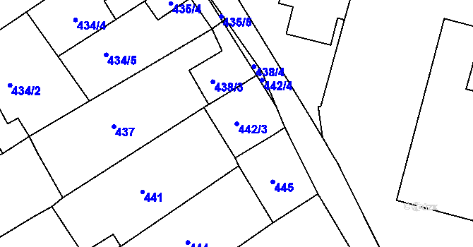 Parcela st. 442/3 v KÚ Bosonohy, Katastrální mapa
