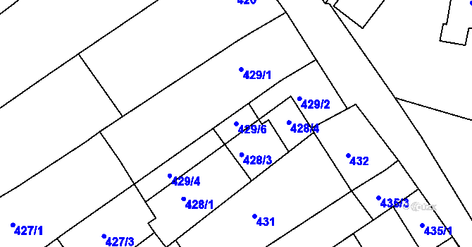 Parcela st. 429/6 v KÚ Bosonohy, Katastrální mapa