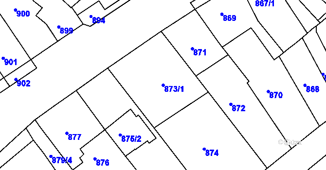 Parcela st. 873/1 v KÚ Bosonohy, Katastrální mapa
