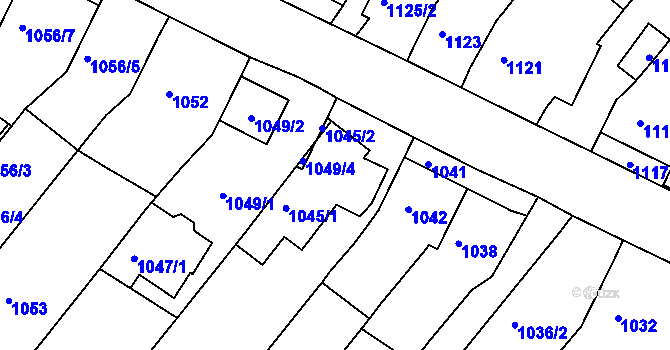 Parcela st. 1045/1 v KÚ Bosonohy, Katastrální mapa
