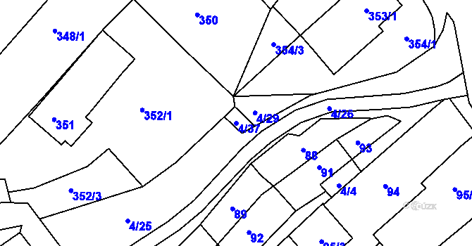 Parcela st. 4/37 v KÚ Bosonohy, Katastrální mapa