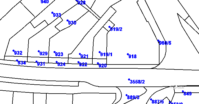 Parcela st. 919/1 v KÚ Bosonohy, Katastrální mapa