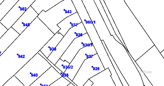 Parcela st. 935/1 v KÚ Bosonohy, Katastrální mapa