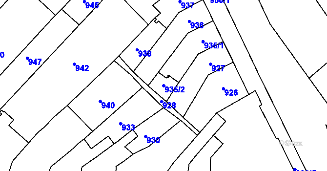 Parcela st. 935/2 v KÚ Bosonohy, Katastrální mapa