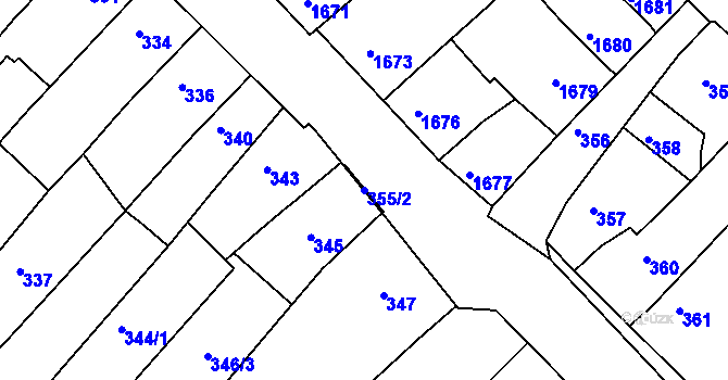 Parcela st. 355/2 v KÚ Bosonohy, Katastrální mapa