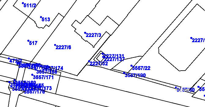 Parcela st. 2227/131 v KÚ Bosonohy, Katastrální mapa
