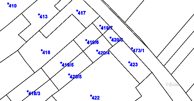 Parcela st. 420/4 v KÚ Bosonohy, Katastrální mapa