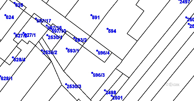 Parcela st. 596/4 v KÚ Bosonohy, Katastrální mapa