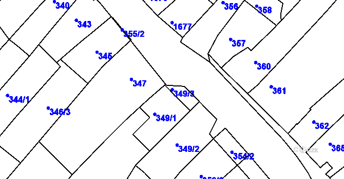 Parcela st. 349/3 v KÚ Bosonohy, Katastrální mapa