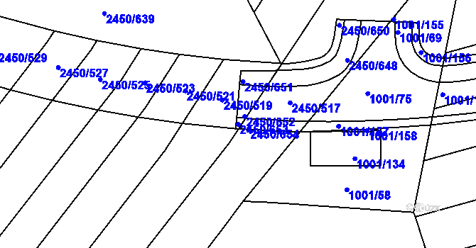 Parcela st. 2450/653 v KÚ Bosonohy, Katastrální mapa