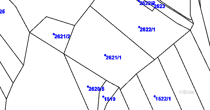 Parcela st. 2621/1 v KÚ Bosonohy, Katastrální mapa