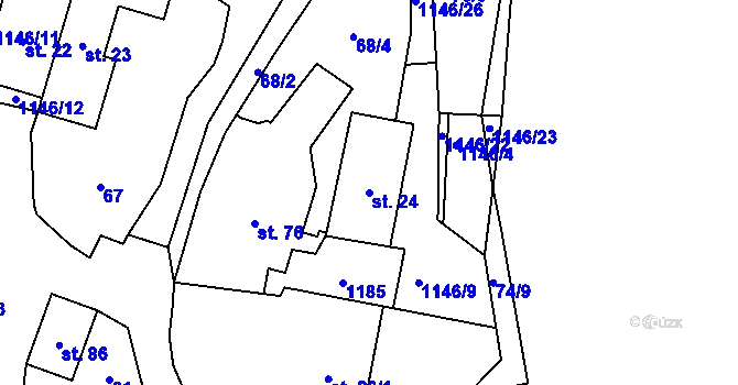Parcela st. 24 v KÚ Bošice, Katastrální mapa
