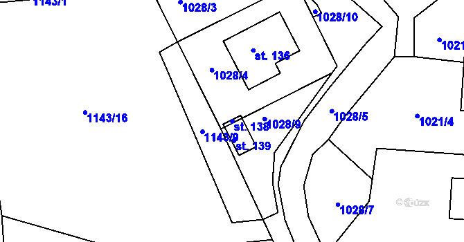 Parcela st. 138 v KÚ Bošice, Katastrální mapa