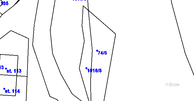 Parcela st. 74/5 v KÚ Bošice, Katastrální mapa