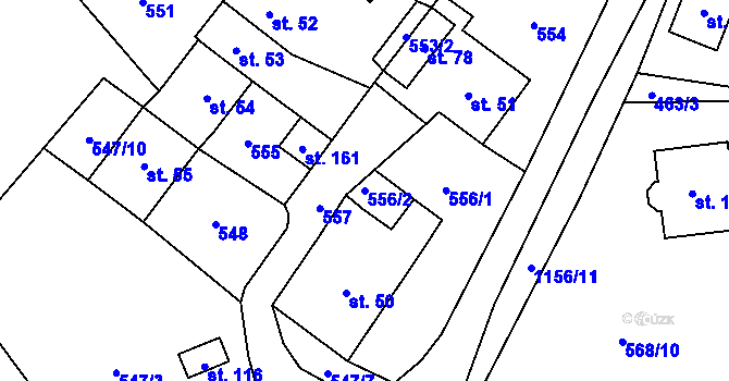 Parcela st. 556/2 v KÚ Bošice, Katastrální mapa