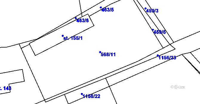 Parcela st. 568/11 v KÚ Bošice, Katastrální mapa