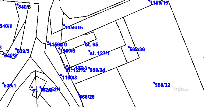 Parcela st. 568/20 v KÚ Bošice, Katastrální mapa