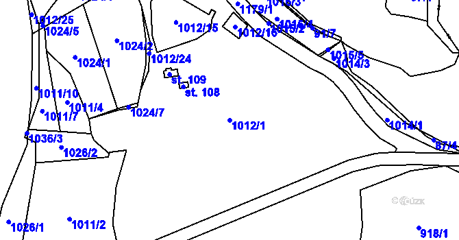 Parcela st. 1012/1 v KÚ Bošice, Katastrální mapa