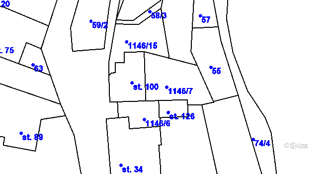 Parcela st. 1146/7 v KÚ Bošice, Katastrální mapa