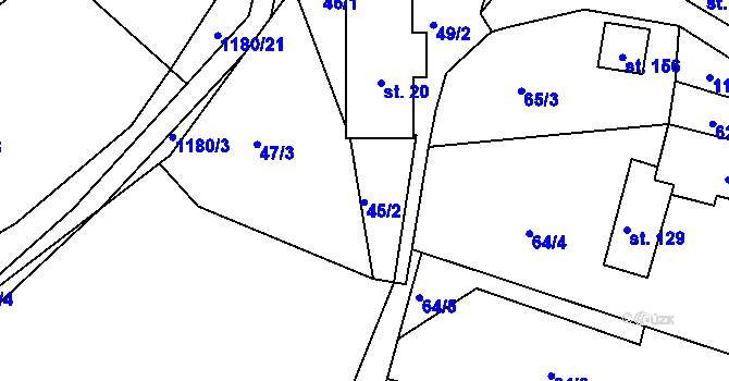 Parcela st. 45/2 v KÚ Bošice, Katastrální mapa