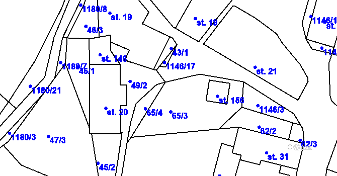 Parcela st. 65/2 v KÚ Bošice, Katastrální mapa