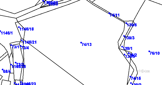 Parcela st. 74/13 v KÚ Bošice, Katastrální mapa
