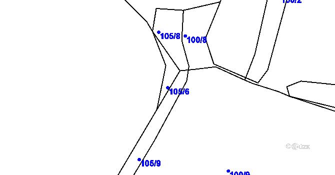 Parcela st. 105/6 v KÚ Bošice, Katastrální mapa