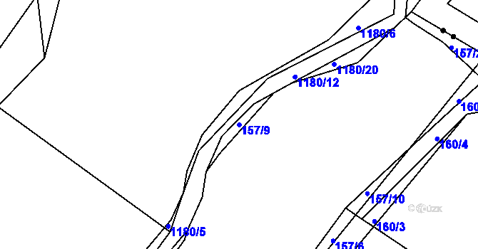Parcela st. 157/9 v KÚ Bošice, Katastrální mapa