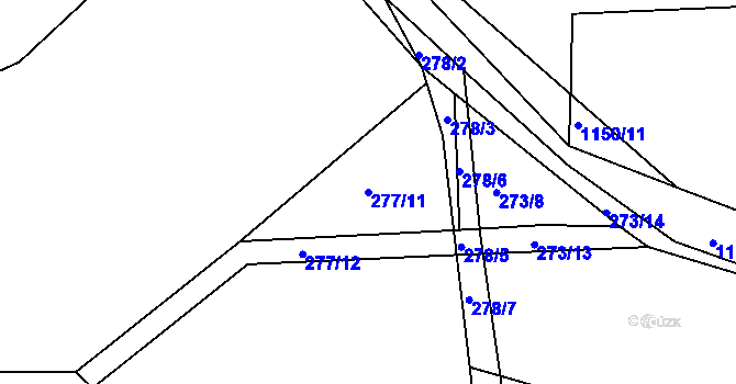 Parcela st. 277/11 v KÚ Bošice, Katastrální mapa