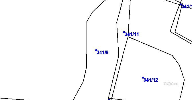 Parcela st. 341/9 v KÚ Bošice, Katastrální mapa