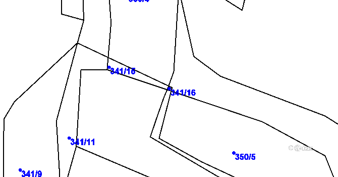 Parcela st. 341/16 v KÚ Bošice, Katastrální mapa