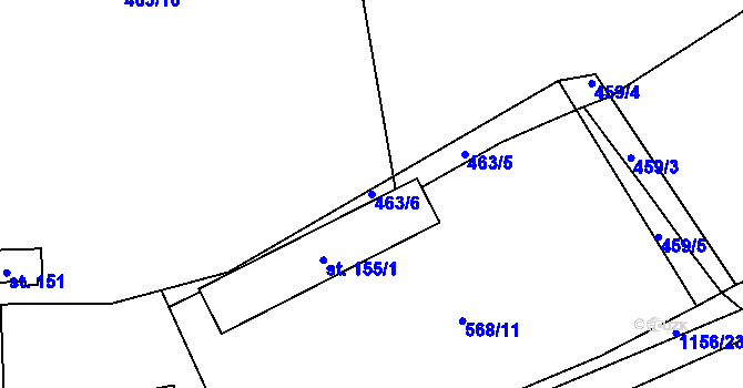 Parcela st. 463/6 v KÚ Bošice, Katastrální mapa