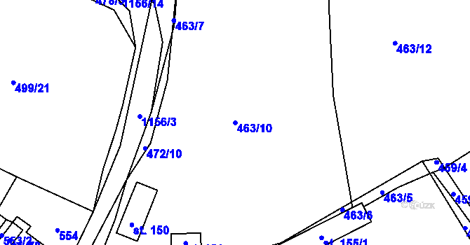 Parcela st. 463/10 v KÚ Bošice, Katastrální mapa