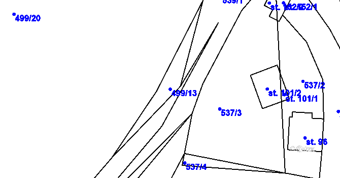 Parcela st. 499/13 v KÚ Bošice, Katastrální mapa