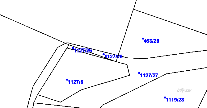 Parcela st. 1127/28 v KÚ Bošice, Katastrální mapa