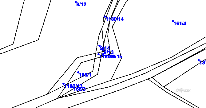 Parcela st. 1180/15 v KÚ Bošice, Katastrální mapa