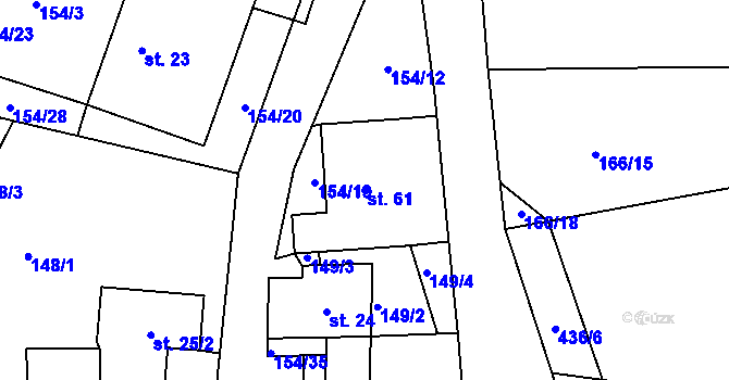 Parcela st. 61 v KÚ Budilov, Katastrální mapa