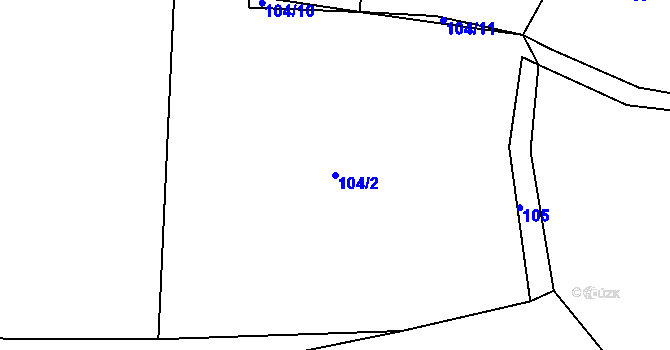 Parcela st. 104/2 v KÚ Budilov, Katastrální mapa