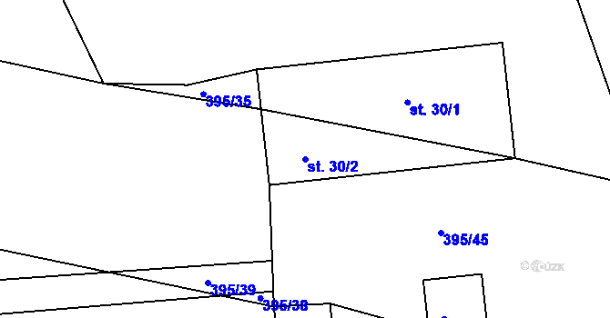 Parcela st. 30/2 v KÚ Hradčany u Čkyně, Katastrální mapa