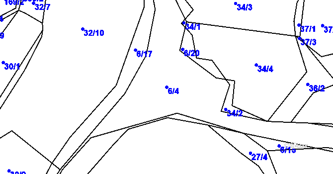 Parcela st. 6/4 v KÚ Hradčany u Čkyně, Katastrální mapa