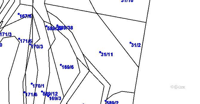 Parcela st. 31/11 v KÚ Hradčany u Čkyně, Katastrální mapa