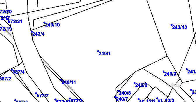 Parcela st. 240/1 v KÚ Hradčany u Čkyně, Katastrální mapa
