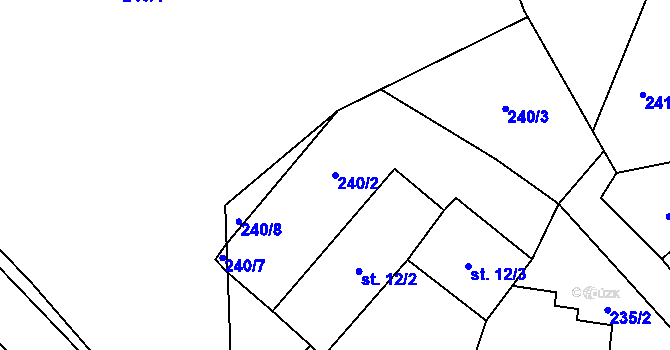 Parcela st. 240/2 v KÚ Hradčany u Čkyně, Katastrální mapa