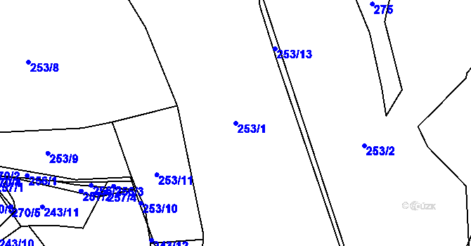 Parcela st. 253/1 v KÚ Hradčany u Čkyně, Katastrální mapa