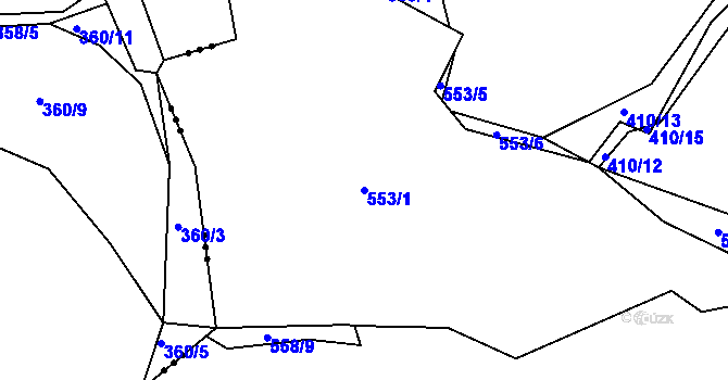 Parcela st. 553/1 v KÚ Hradčany u Čkyně, Katastrální mapa