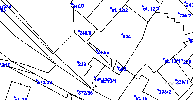 Parcela st. 240/6 v KÚ Hradčany u Čkyně, Katastrální mapa