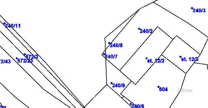 Parcela st. 240/7 v KÚ Hradčany u Čkyně, Katastrální mapa