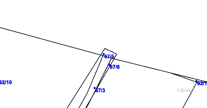 Parcela st. 67/5 v KÚ Hradčany u Čkyně, Katastrální mapa